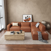 Ever Dreaming Living Massey 5 Seater Leather Chaise Lounge Set