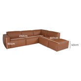 Ever Dreaming Living Massey 5 Seater Leather Chaise Lounge Set