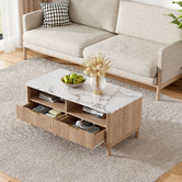 Ever Dreaming Living Alice Rectangular Marble-Look Coffee Table