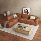 Ever Dreaming Living Massey 5 Seater Leather Chaise Lounge Set