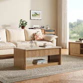 Ever Dreaming Living Sadie Rectangular Travertine-Look Coffee Table