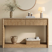Ever Dreaming Living Sadie Travertine-Look Console Table