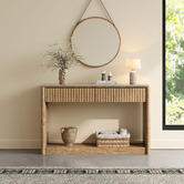 Ever Dreaming Living Sadie Travertine-Look Console Table
