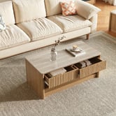 Ever Dreaming Living Sadie Travertine-Look Coffee Table