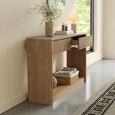 Ever Dreaming Living Sadie Travertine-Look Console Table