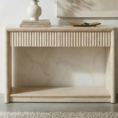 Ever Dreaming Living Clara Travertine-Look Console Table
