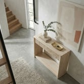 Ever Dreaming Living Clara Travertine-Look Console Table