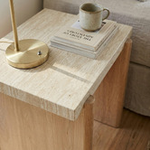 Ever Dreaming Living Sally Travertine-Look Side Table