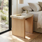 Ever Dreaming Living Sally Travertine-Look Side Table