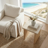 Ever Dreaming Living Sally Travertine-Look Side Table