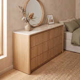 Ever Dreaming Living Lillian Travertine-Look 6 Drawer Chest