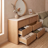 Ever Dreaming Living Lillian Travertine-Look 6 Drawer Chest