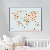 Time &amp; Tide World Map Unframed Poster Print