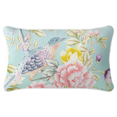 Capeview Interiors Aqua Oriental Romance Linen-Blend Cushion Cover