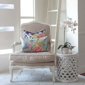 Capeview Interiors Aqua Oriental Romance Linen-Blend Cushion Cover