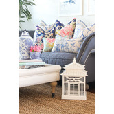 Capeview Interiors Aqua Oriental Romance Linen-Blend Cushion Cover