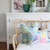 Capeview Interiors Aqua Oriental Romance Linen-Blend Cushion Cover