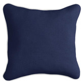 Capeview Interiors Navy with White Piping Linen-Blend Cushion Cover