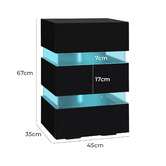 Hoxton Room Nazir 3 Drawer Bedside Table with LED Lights