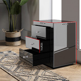 Hoxton Room Allia 3 Drawer Mirrored Bedside Table