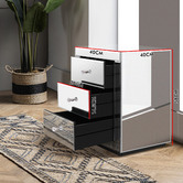 Hoxton Room Allia 3 Drawer Mirrored Bedside Table
