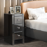 Hoxton Room Allia 3 Drawer Mirrored Bedside Table
