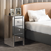 Hoxton Room Allia 3 Drawer Mirrored Bedside Table