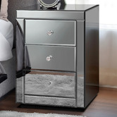 Hoxton Room Allia 3 Drawer Mirrored Bedside Table