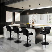Hoxton Room Black Gilles Faux Leather Adjustable Barstools