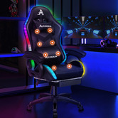 Hoxton Room Maximus LED Gaming Massage Office Chair with Footrest