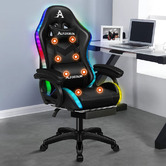 Hoxton Room Maximus LED Gaming Massage Office Chair with Footrest