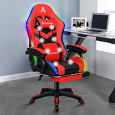 Hoxton Room Maximus LED Gaming Massage Office Chair with Footrest