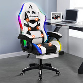 Hoxton Room Maximus LED Gaming Massage Office Chair with Footrest