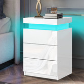 Hoxton Room Nova 3 Drawer Bedside Table with LED Light
