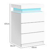 Hoxton Room Warren 3 Drawer LED Bedside Tables