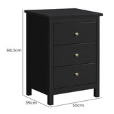 Hoxton Room Black Geoffrey 3 Drawer Bedside Table