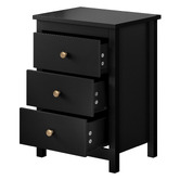 Hoxton Room Black Geoffrey 3 Drawer Bedside Table