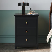 Hoxton Room Black Geoffrey 3 Drawer Bedside Table