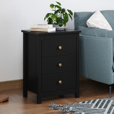 Hoxton Room Black Geoffrey 3 Drawer Bedside Table