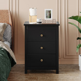Hoxton Room Black Geoffrey 3 Drawer Bedside Table
