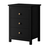 Hoxton Room Black Geoffrey 3 Drawer Bedside Table