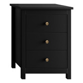 Hoxton Room Black Geoffrey 3 Drawer Bedside Table