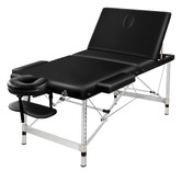 Hoxton Room Black Carson 65cm Faux Leather 3 Fold Lift Up Massage Table