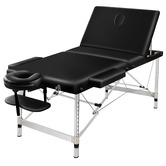 Hoxton Room Black Carson 85cm Faux Leather 3 Fold Massage Table