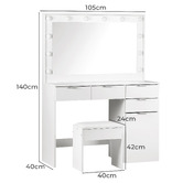 Hoxton Room 2 Piece Zeta Dressing Table &amp; Stool Set