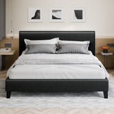 Hoxton Room Black Kyle Faux Leather Bed