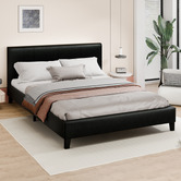 Hoxton Room Black Kyle Faux Leather Bed