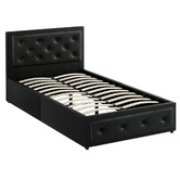 Hoxton Room Black Hoyce Faux Leather Gas Lift Bed