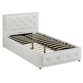 Hoxton Room White Hoyce Faux Leather Gas Lift Bed