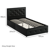 Hoxton Room Black Hoyce Faux Leather Gas Lift Bed